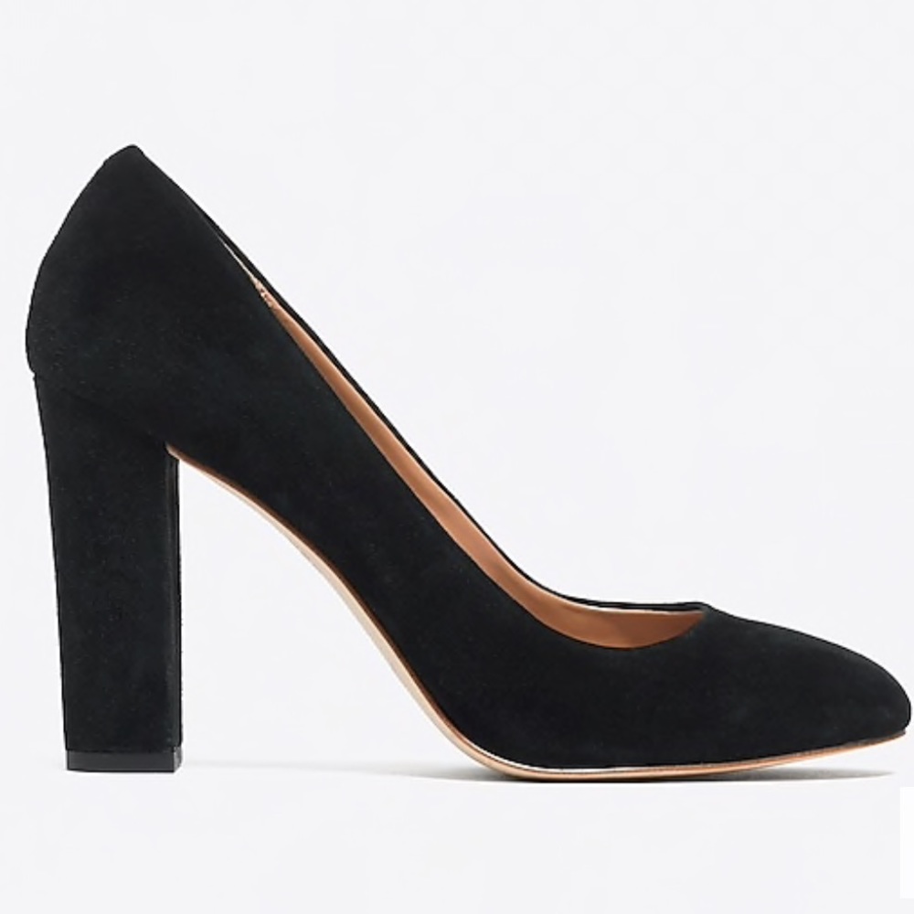 J. Crew Olive Black Suede Heels Pumps Sz 7